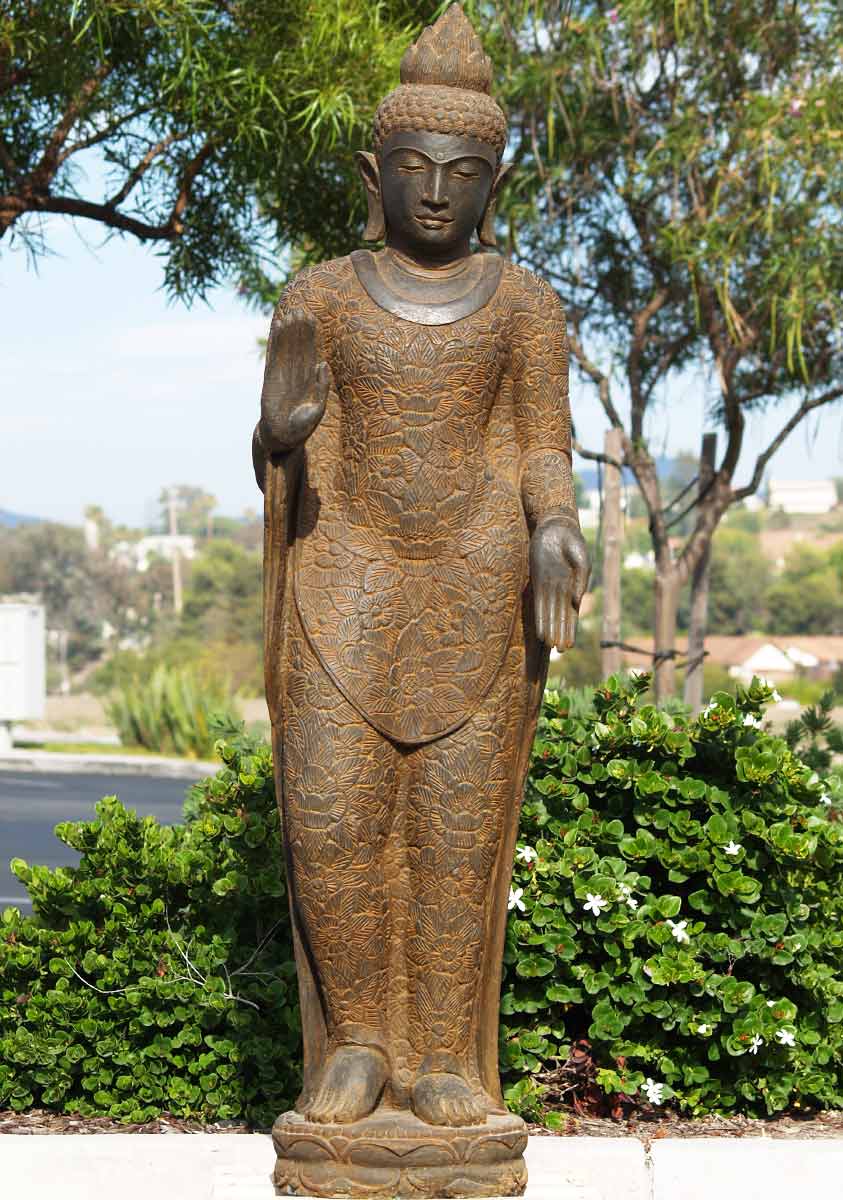 Stone Standing Abhaya Buddha 62"